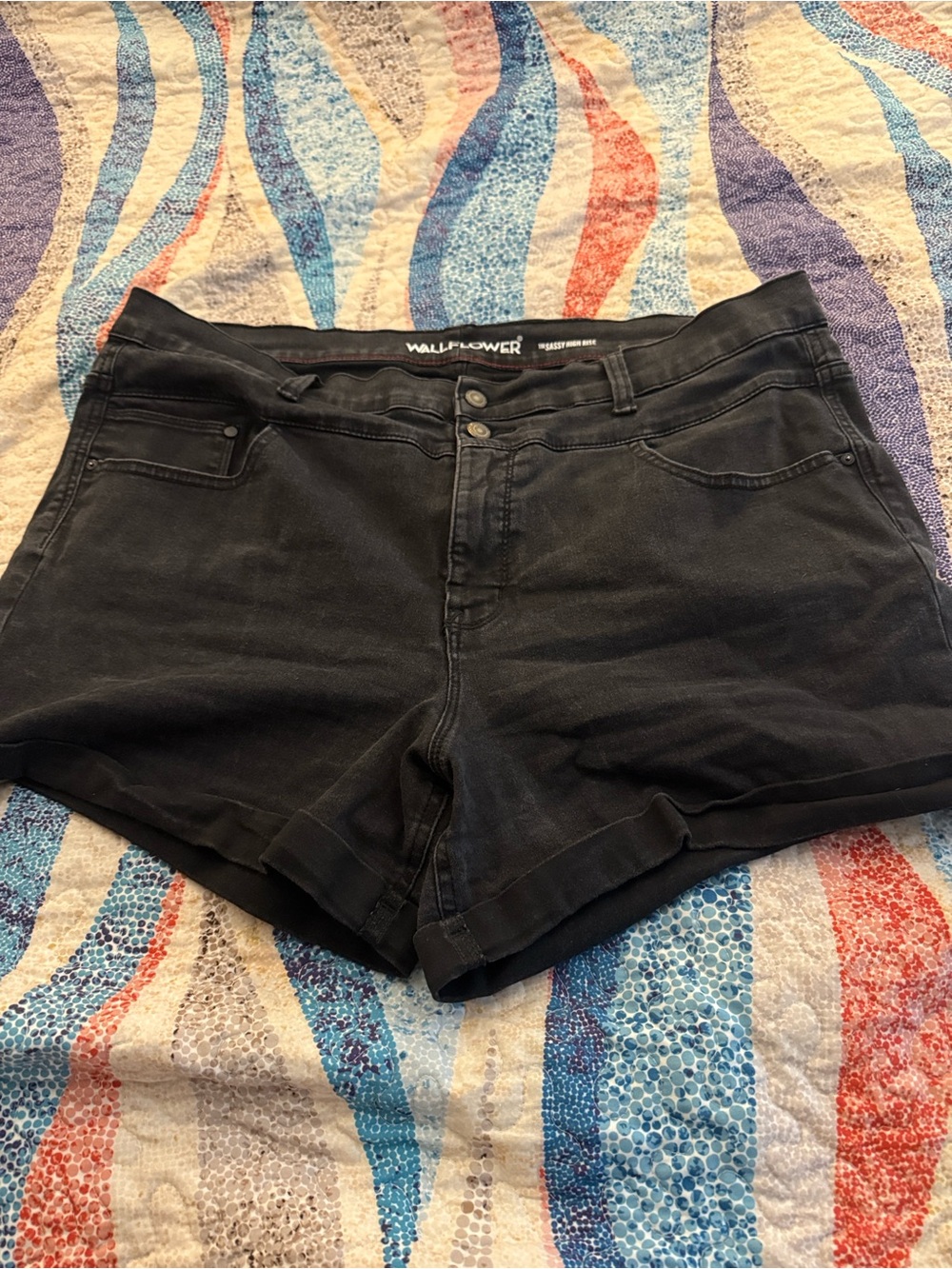 Wallflower Black Cuffed Denim Shorts